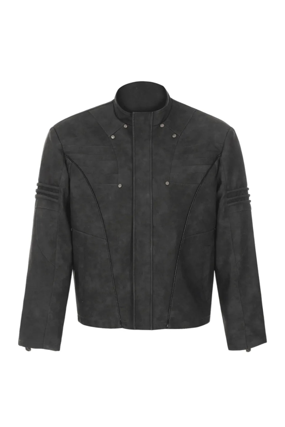 Vintage Distressed PU Leather Jacket