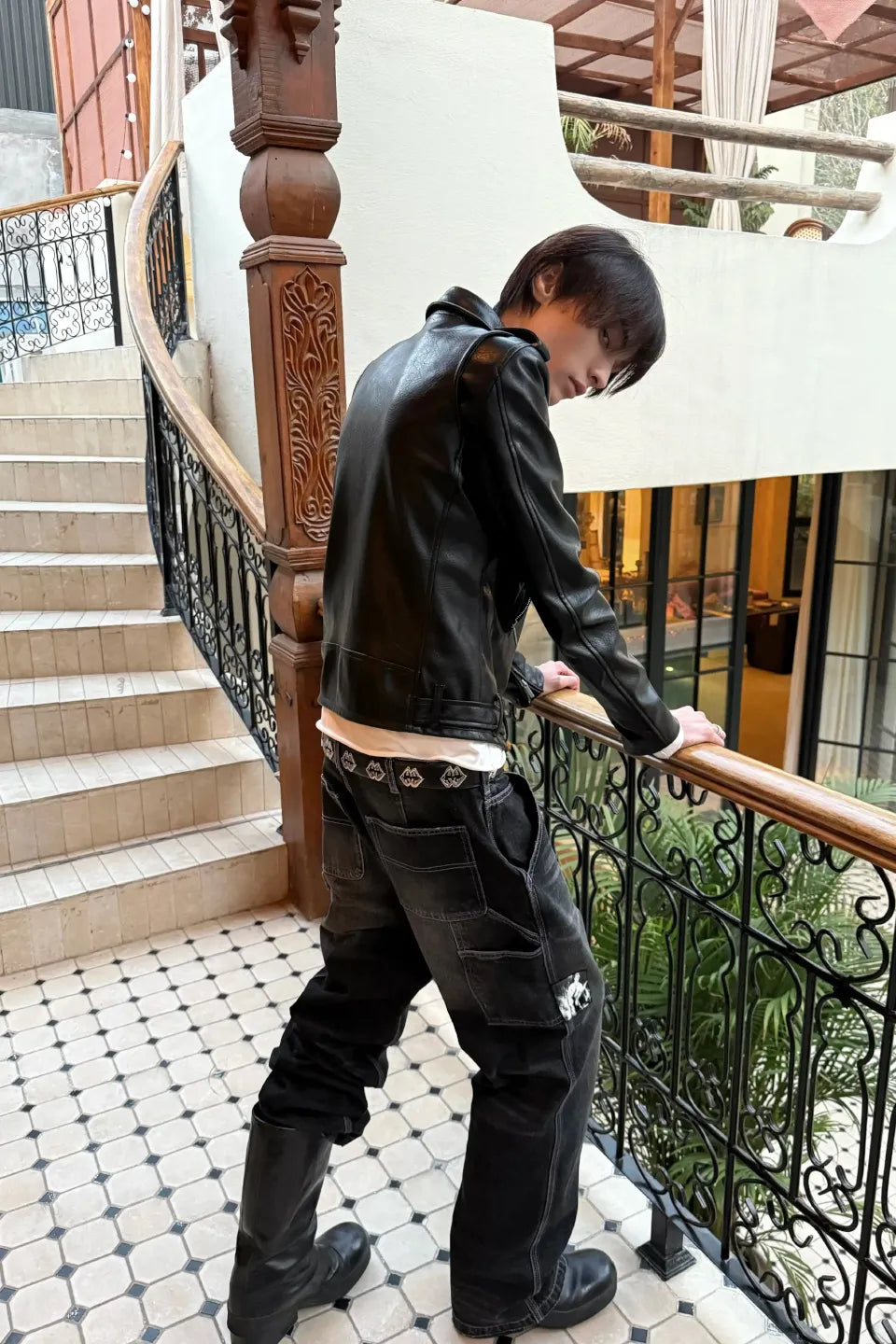 Void Double Zipper Adjustable Rock and Roll Leather Biker Jacket