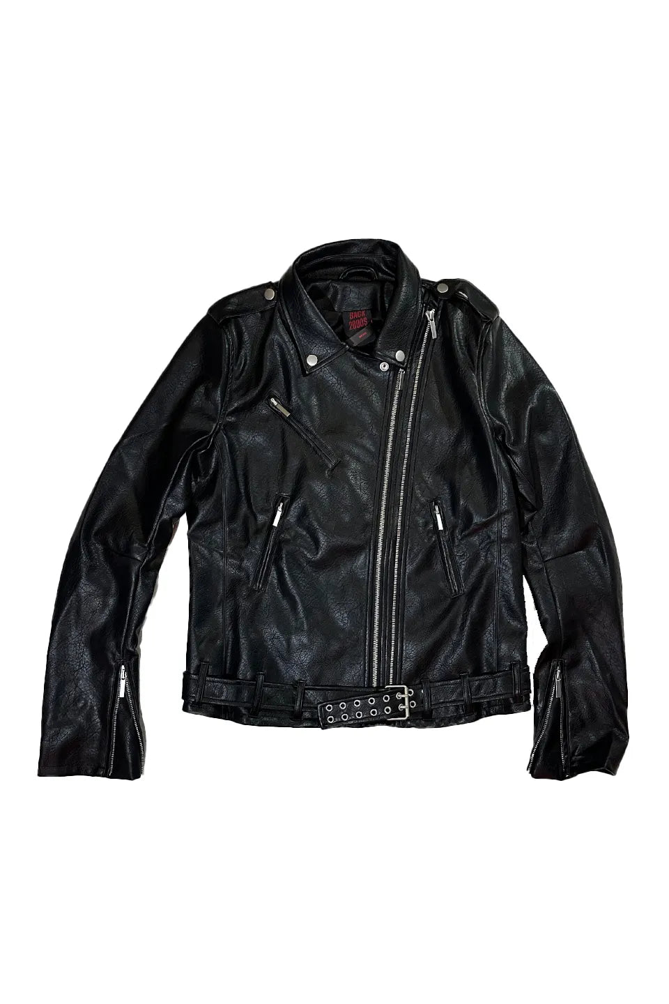 Void Double Zipper Adjustable Rock and Roll Leather Biker Jacket