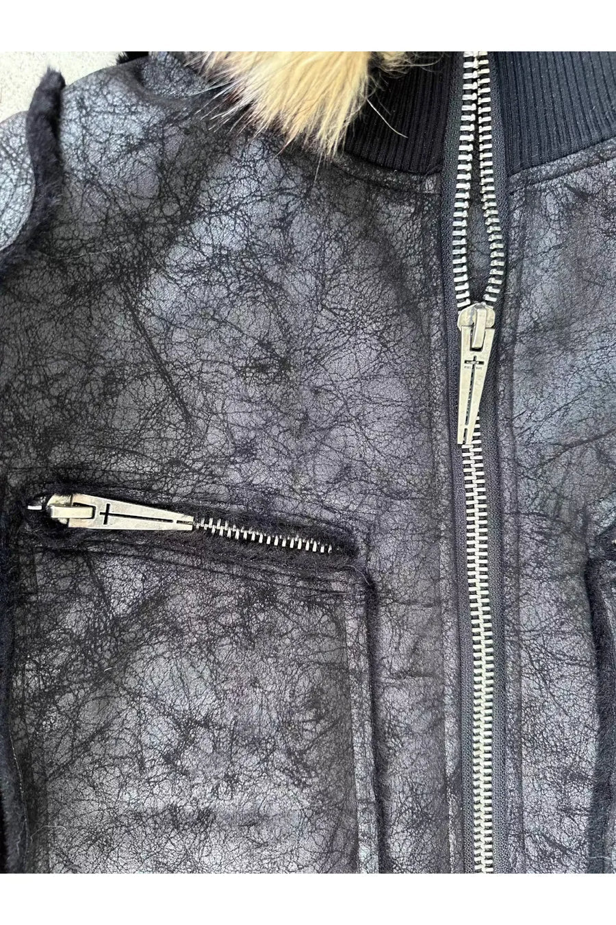 WØR Detachable Fur Collar Leather Jacket