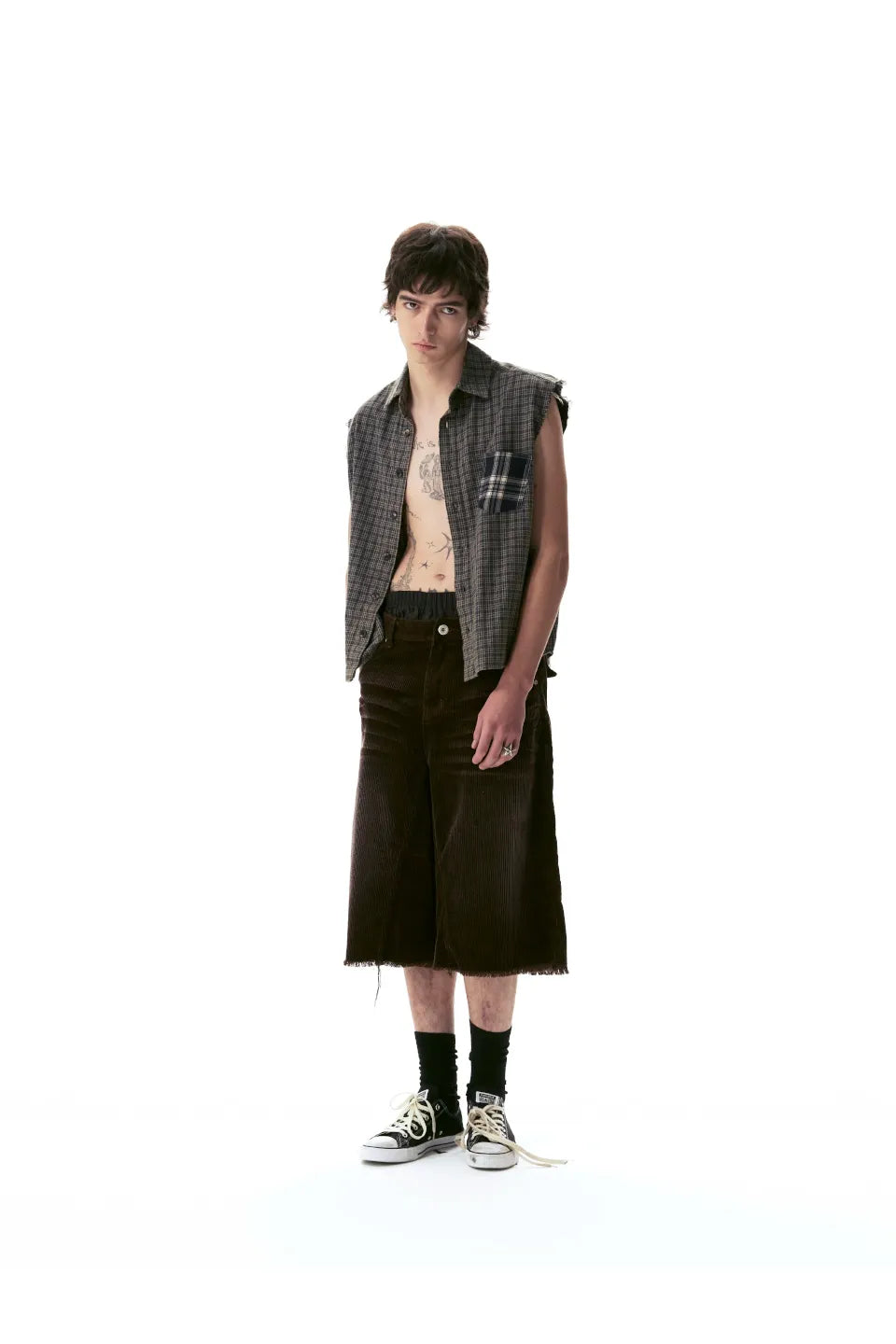 Washed Corduroy Cropped Shorts