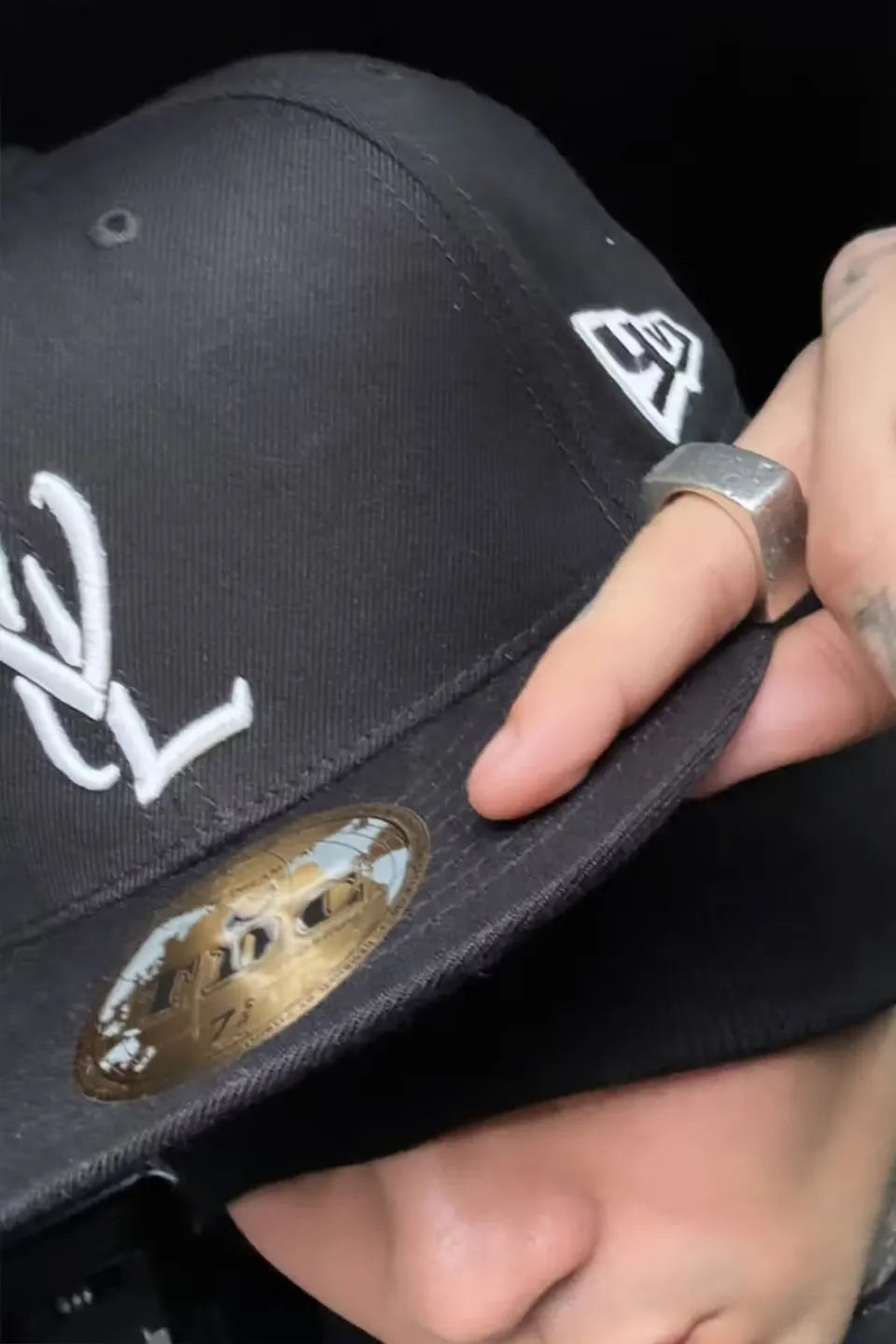 YVL Signature Logo Cap | WHITE ON BLACK